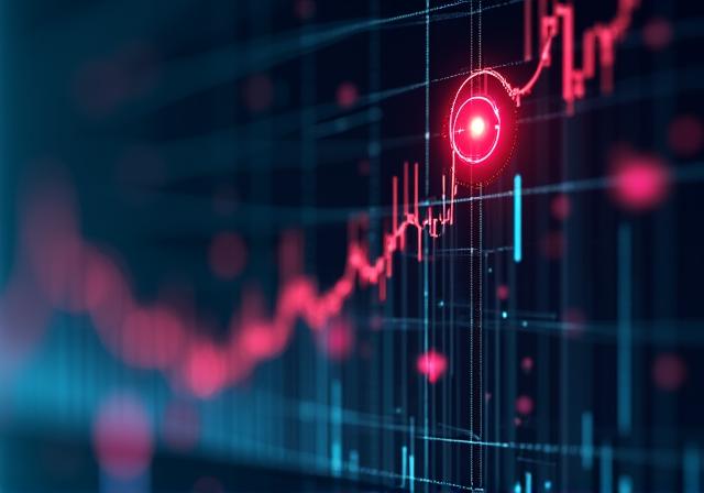 Data visualization showing predictive line trending and anomaly detection highlights
